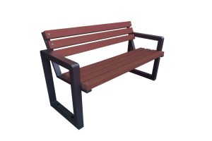Wood and steel garden bench Carbone 150 cm with backrest
