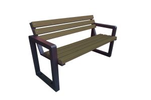 Wood and steel garden bench Carbone 100 cm with backrest