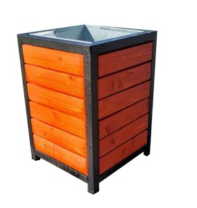 Wood and steel square waste bin with frame and galvanised insert KW2 45l