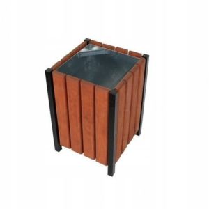 Wood and steel square waste bin without frame and galvanised insert KW3 45l