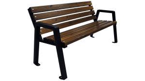 Wood and steel garden bench Moderno 100 cm with backrest