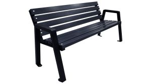 Wood and steel garden bench Moderno 150 cm with backrest
