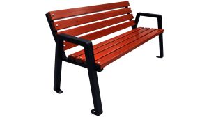 Wood and steel park bench Moderno 175 cm with backrest