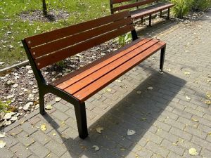 Wood and steel park bench Brico 175 cm with backrest