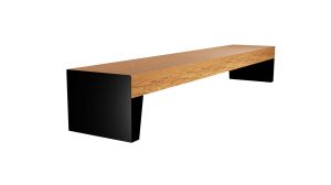 Wooden and steel city bench Babilon without backrest