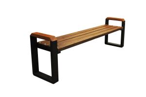 Wood and steel park bench Poznanska without backrest 150 cm
