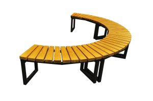 Wood and steel arch bench without backrest